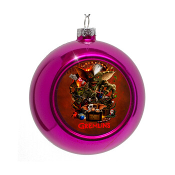 Gremlins, Στολίδι Χριστουγεννιάτικη μπάλα δένδρου Μωβ 8cm