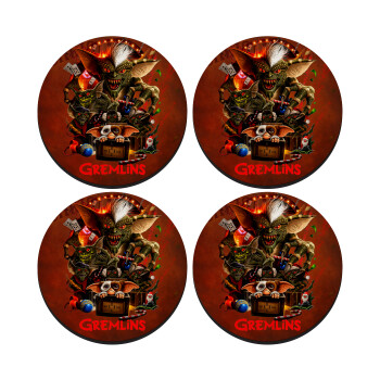 Gremlins, ΣΕΤ 4 Σουβέρ ξύλινα στρογγυλά (9cm)
