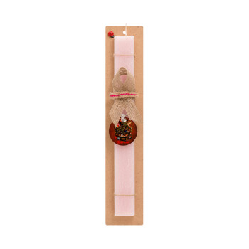 Gremlins, Easter Set, wooden keychain & scented flat Easter candle (30cm) (PINK)