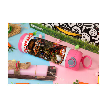 Gremlins, Easter candle, Childrens hot water bottle, stainless steel, with safety straw, PINK (500ml)