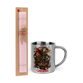 Gremlins, Πασχαλινή Λαμπάδα με μεταλλική κούπα θερμό (300ml) & κερί αρωματικό πλακέ (30cm) (ΡΟΖ)