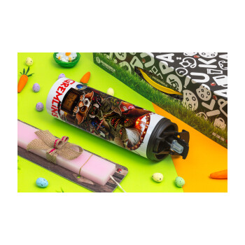 Gremlins, Easter candle,Travel Tumbler 2 Lids, with metal straw & cleaning brush & aromatic flat candle (30cm) (PINK)