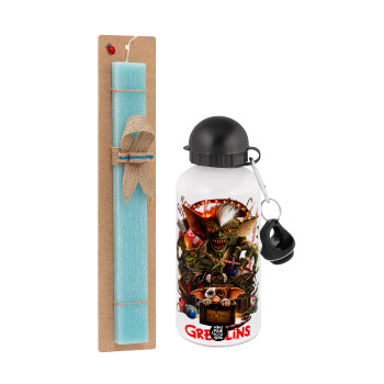 Gremlins, Πασχαλινή Λαμπάδα με παγούρι μεταλλικό αλουμινίου (500ml) & λαμπάδα αρωματική πλακέ (30cm) (ΤΙΡΚΟΥΑΖ)