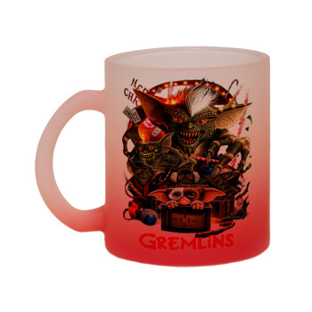 Gremlins, Κούπα γυάλινη δίχρωμη με βάση το κόκκινο ματ, 330ml
