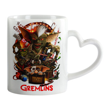 Gremlins, Κούπα καρδιά χερούλι λευκή, κεραμική, 330ml