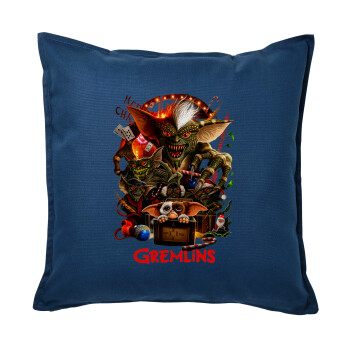 Gremlins, Μαξιλάρι καναπέ Μπλε 100% βαμβάκι, περιέχεται το γέμισμα (50x50cm)