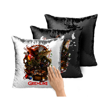 Gremlins, Μαξιλάρι καναπέ Μαγικό Μαύρο με πούλιες 40x40cm περιέχεται το γέμισμα