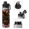 Metallic water bottle with safety cap, 850ml aluminum