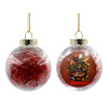 Transparent Christmas tree ball ornament with red filling 8cm