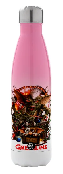 Gremlins — Metal mug thermos Pink/White (Stainless steel), double wall, 500ml