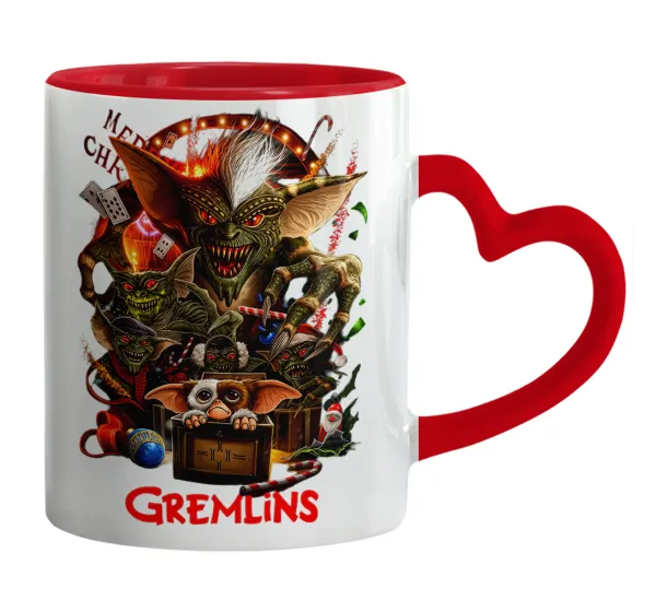 Gremlins — Mug heart red handle, ceramic, 330ml