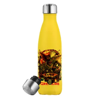 Gremlins, Yellow Stainless Steel Metallic Thermos, double-walled, 500ml