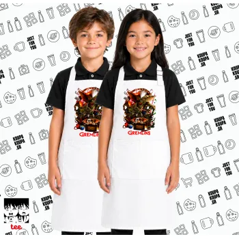 Gremlins, Λευκή ΠΑΙΔΙΚΗ Ποδιά μακριά Σεφ ολόσωμη με τσέπες