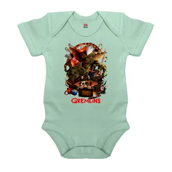 Gremlins, Βρεφικό φορμάκι μωρού, 0-18 μηνών, mint (Μέντα), 100% Organic Cotton, κοντομάνικο