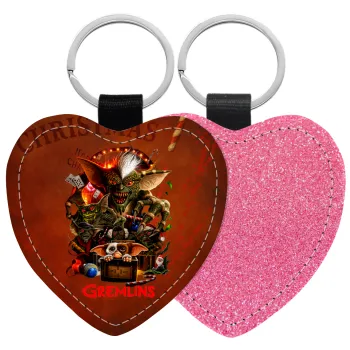 Gremlins, Μπρελόκ PU δερμάτινο glitter καρδιά ΡΟΖ