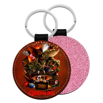 Gremlins, Μπρελόκ Δερματίνη, στρογγυλό ΡΟΖ (5cm)