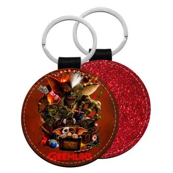 Gremlins, Μπρελόκ Δερματίνη, στρογγυλό ΚΟΚΚΙΝΟ (5cm)