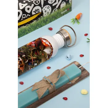 Gremlins, Πασχαλινή Λαμπάδα με παγούρι μεταλλικό (620ml, stainless steel) & κερί αρωματικό πλακέ (30cm) (ΤΙΡΚΟΥΑΖ)