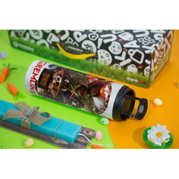 Gremlins, Πασχαλινή Λαμπάδα με Travel Tumbler θερμό με διπλό καπάκι (600ml, BPA free) & κερί αρωματικό πλακέ (30cm) (ΤΙΡΚΟΥΑΖ)