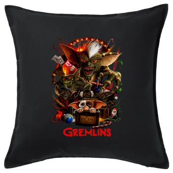 Gremlins, Μαξιλάρι καναπέ Μαύρο 100% βαμβάκι, περιέχεται το γέμισμα (50x50cm)