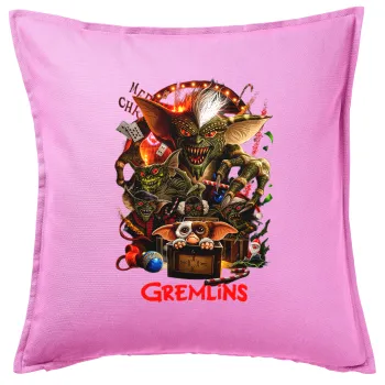 Gremlins, Μαξιλάρι καναπέ ΡΟΖ 100% βαμβάκι, περιέχεται το γέμισμα (50x50cm)