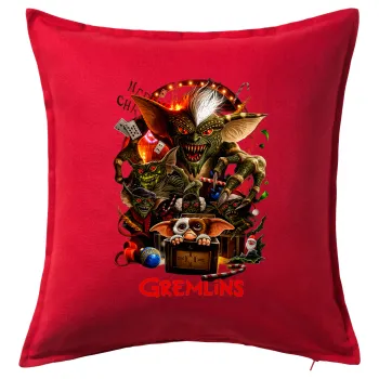 Gremlins, Μαξιλάρι καναπέ Κόκκινο 100% βαμβάκι, περιέχεται το γέμισμα (50x50cm)