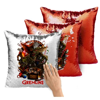Gremlins, Μαξιλάρι καναπέ Μαγικό Κόκκινο με πούλιες 40x40cm περιέχεται το γέμισμα