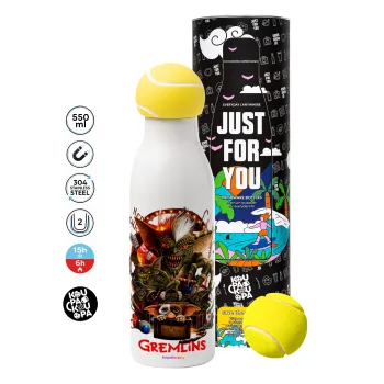 Gremlins, Tennis ball Metal mug thermos White, double wall, 550ml