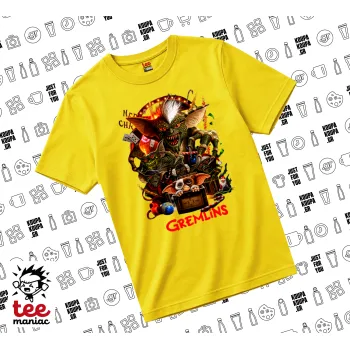 Gremlins, yellow childrens T-Shirt made of 100% cotton, for every day. Vegan & OEKO-TEX certified.