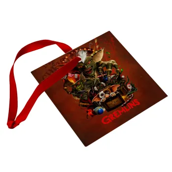 Gremlins, Christmas ornament, glass square ornament 9x9cm