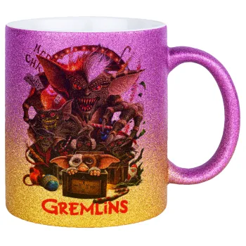 Gremlins, Κούπα Χρυσή/Ροζ Glitter, κεραμική, 330ml