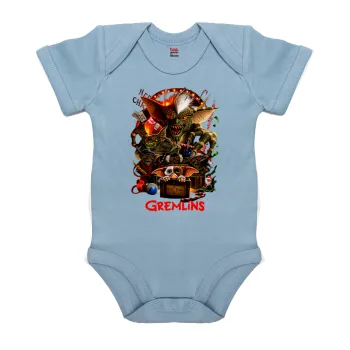 Gremlins, Βρεφικό φορμάκι μωρού, 0-18 μηνών, Μπλε, 100% Organic Cotton, κοντομάνικο