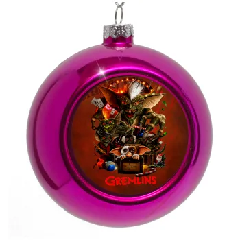 Gremlins, Στολίδι Χριστουγεννιάτικη μπάλα δένδρου Μωβ 8cm