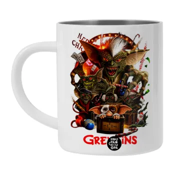Gremlins, Λευκή Ανοξείδωτη Μεταλλική Κούπα 450ml - Διπλού Τοιχώματος 