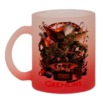 Gremlins, Κούπα γυάλινη δίχρωμη με βάση το κόκκινο ματ, 330ml