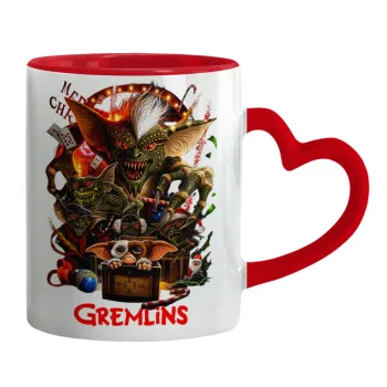 Gremlins, Κούπα καρδιά χερούλι κόκκινη, κεραμική, 330ml