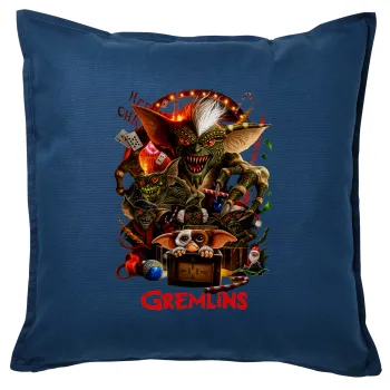 Gremlins, Μαξιλάρι καναπέ Μπλε 100% βαμβάκι, περιέχεται το γέμισμα (50x50cm)