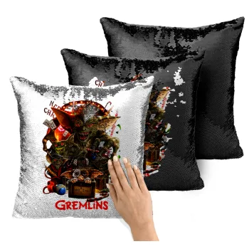 Gremlins, Μαξιλάρι καναπέ Μαγικό Μαύρο με πούλιες 40x40cm περιέχεται το γέμισμα