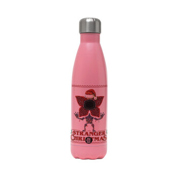 Stranger Things Christmas, Metal mug thermos Pink Mat (Stainless steel), double wall, 500ml