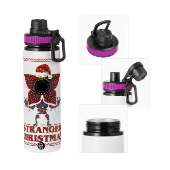 Stranger Things Christmas, Μεταλλικό παγούρι νερού με καπάκι ασφαλείας, αλουμινίου 850ml
