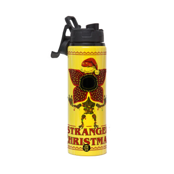 Stranger Things Christmas, Μεταλλικό παγούρι νερού με καπάκι ασφαλείας, αλουμινίου 850ml