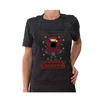 Stranger Things Christmas, Ποδιά μακριά Σεφ ολόσωμη με τσέπες Μαύρη (ΕΝΗΛΙΚΩΝ)