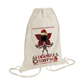Stranger Things Christmas, Backpack bag GYMBAG natural (28x40cm)