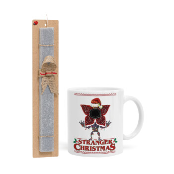 Stranger Things Christmas, Easter Set, Ceramic Cup (330ml) & Easter aromatic flat candle (30cm) (GRAY)
