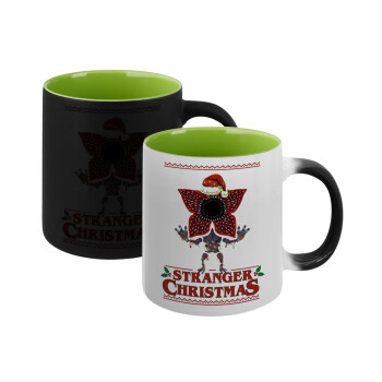 Stranger Things Christmas, Κούπα Μαγική εσωτερικό πράσινο, κεραμική 330ml που αλλάζει χρώμα με το ζεστό ρόφημα