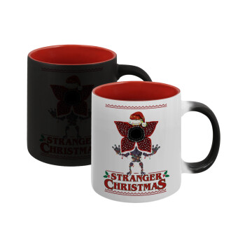 Stranger Things Christmas, Κούπα Μαγική εσωτερικό κόκκινο, κεραμική, 330ml που αλλάζει χρώμα με το ζεστό ρόφημα