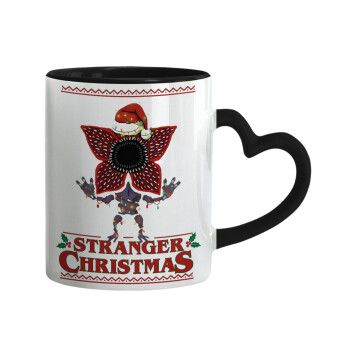 Stranger Things Christmas, Mug heart black handle, ceramic, 330ml