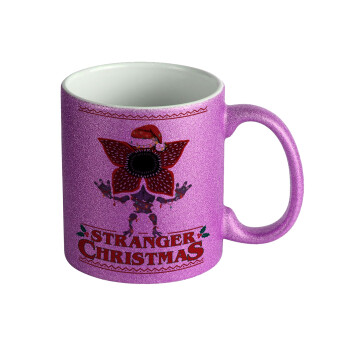 Stranger Things Christmas, Κούπα Μωβ Glitter που γυαλίζει, κεραμική, 330ml