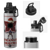 Metallic water bottle with safety cap, 850ml aluminum