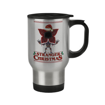Stranger Things Christmas, Κούπα ταξιδιού ανοξείδωτη με καπάκι, διπλού τοιχώματος (θερμό) 450ml
